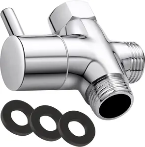 G1/2" Shower Head Diverter Valve, Solid Brass Shower Arm Diverter Valve for Hand Held Showerhead and Fixed Spray Head, 20Mm Diameter 3-Way Universal Shower System Replacement Part (Chrome Finish) Mathtoxyz