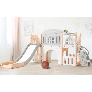 GARVEE and GARVEE 8-in-1 Toddler Slide Playset for Ages 1-3, Indoor and Outdoor Use with Slide, Basketball Hoop, Climber, Crawling Tunnel, Telescope, and Toy Storage