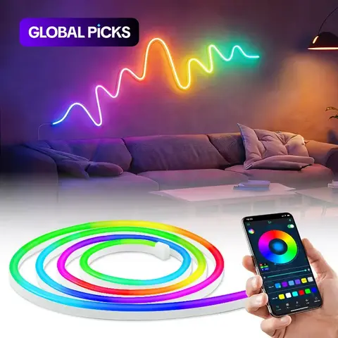 USB-Powered RGB Color-Changing LED Strip Light with App Control, Adjustable RGB Lighting, Ambient Backlight for TV, Computer, Bedroom & Living Room, Decorative Neon Accent Light, Smart LED Lighting, Multi Mode LED, LED Neon Lights #GLOBAL PICKS