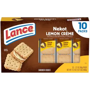 Lance Nekot Lemon Creme Sandwich Cookies 10 Individually Wrapped Packs 6 Sandwiches Each Snack Biscuit