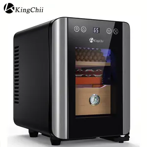 KingChii 8L Premium Electric Humidor - Temperature Control, Spanish Cedar Wood Shelves, Hygrometer, 2-Layer 80-Capacity Storage Cabinet, Home Appliance Gift for Men