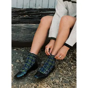 Zaylenna Frill Socks Navy Check
