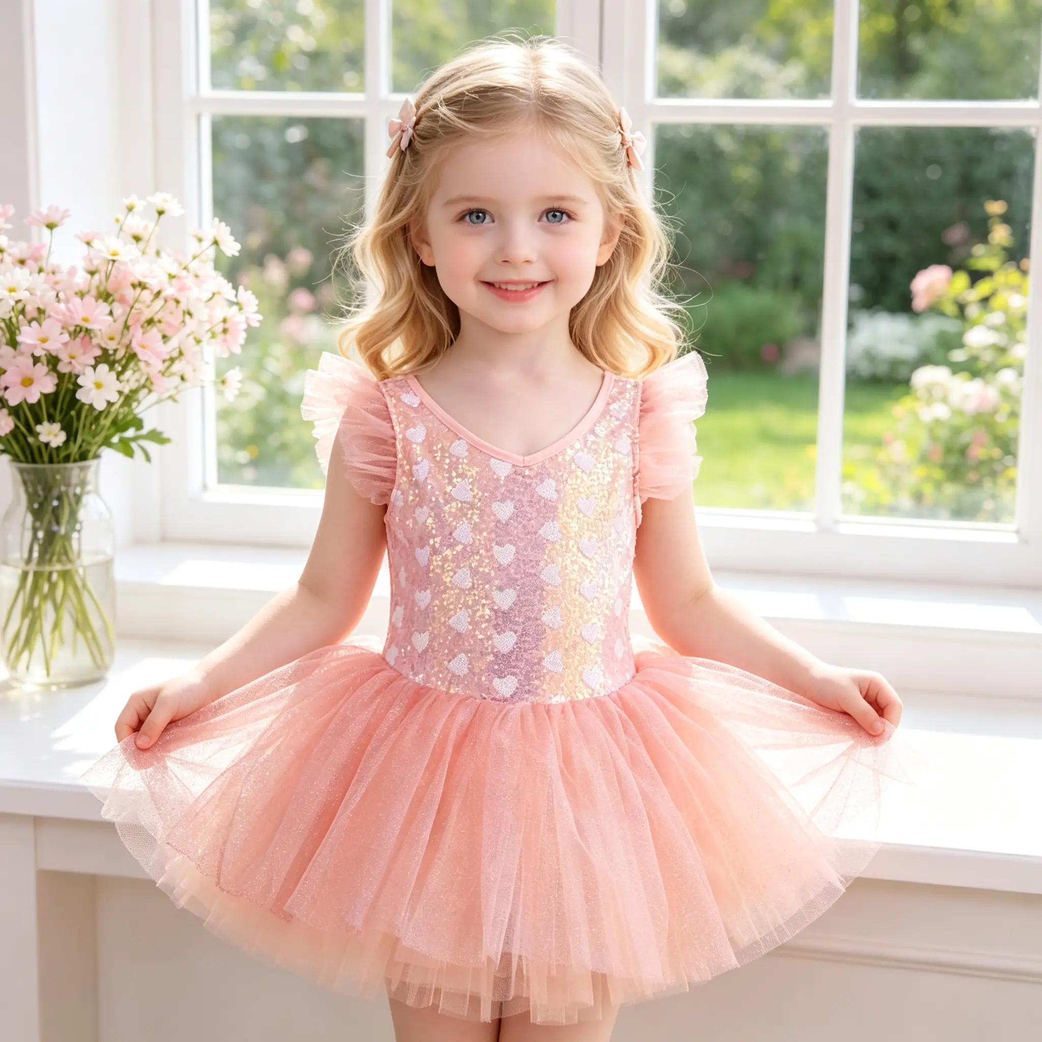 Girls Heart Sequin Ballet Tutu Dress Kids Flutter Sleeve Sparkly Tulle Skirt Toddler Princess Dance Costume For Ballet Class Birthday Party