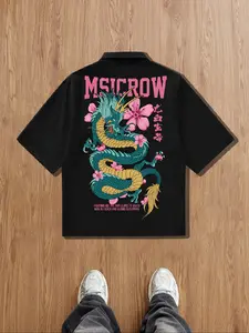 Men's Letter Print Zipper Fitted Shirt, Casual Style for Summer, Comfortable Streetwear Top for Trendy Looks