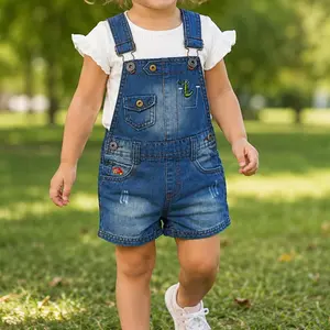 12M-5T Little Girls/Boys Summer Shorts, Adjustable Jean Shortall Overalls