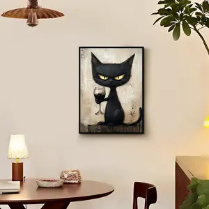 Cute Cat Art Frame Wall Decor, Fun Theme Hanging Painting, Ideal Gift for Living Room Bedroom Office, Home Decoration
