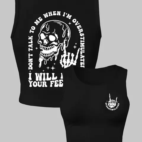 Women's Halloween Skeleton & Letter Print Cropped Tank Top, Casual Chic Sleeveless Summer Top, Aesthetic Street Style for Daily Wear