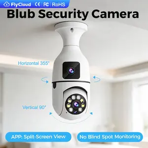 Flycloud 2MP Dual-Lens Bulb-Mounted Security Camera wifismart camera | 360° Panoramic Coverage, Motion Detection & Alarm, Two-Way Audio, Color Night Vision, Local TFCard Storage, 2.4G WiFi Wireless, Indoor & Outdoor Compatible