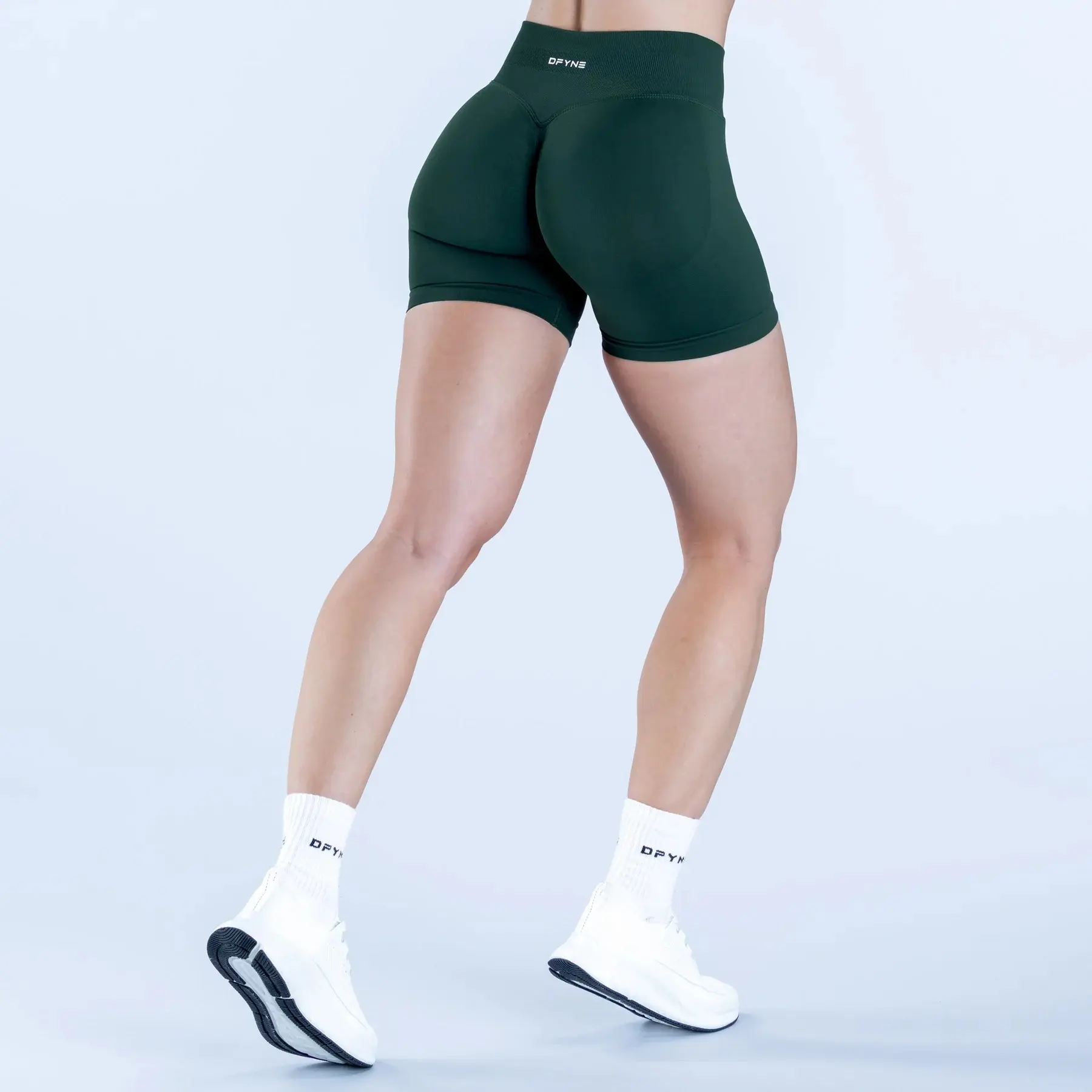Women's Seamless Gym Shorts with Low Ribbed Waist, 4.5" Inseam, Subtle Glute Contour, High Stretch Durable Nylon Fabric, Women's Gym Wear