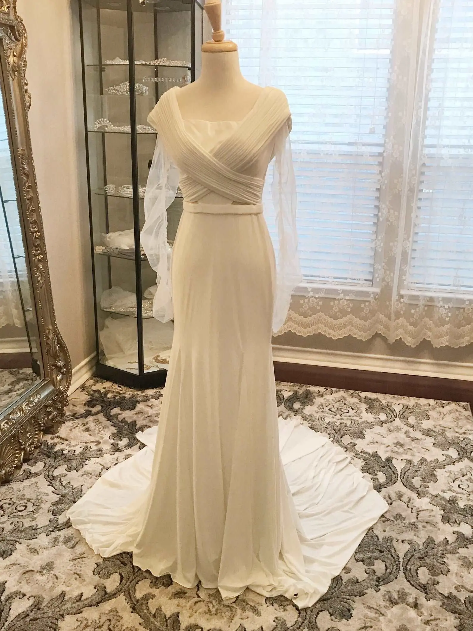 Women's Pleated Bodice Cut-Out Fit & Flare Wedding Dress Jennifer, Elegant Formal Gown for Wedding Occasions, Elegant Dresses, Formal Dresses Women