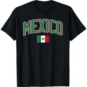 Crewneck Graphic T-shirts - Mexico Flag Mexican Hispanic Siesta Pride Vintage T-Shirt - 100% Cotton Men & Women Loose sports T-shirt