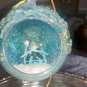 Baby Jesus rhinestone retro Christmas ornament