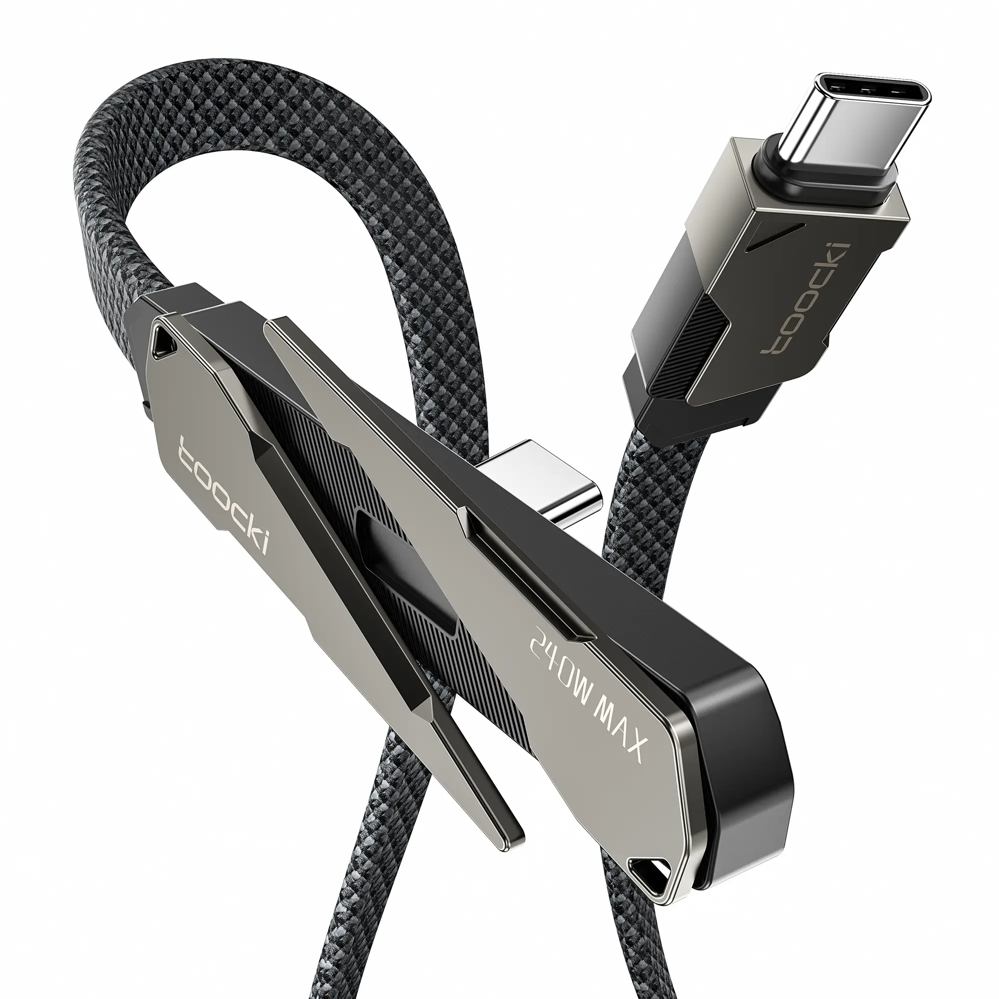 Toocki 240w USB-C Charge Cable Flat Phone Charger Sideways Invisible Stand Data USB C Charging for Android Phones Type C Ultra-Fast Holder Side Super Foldable Watt 2-in-1 Usbc Horizontal