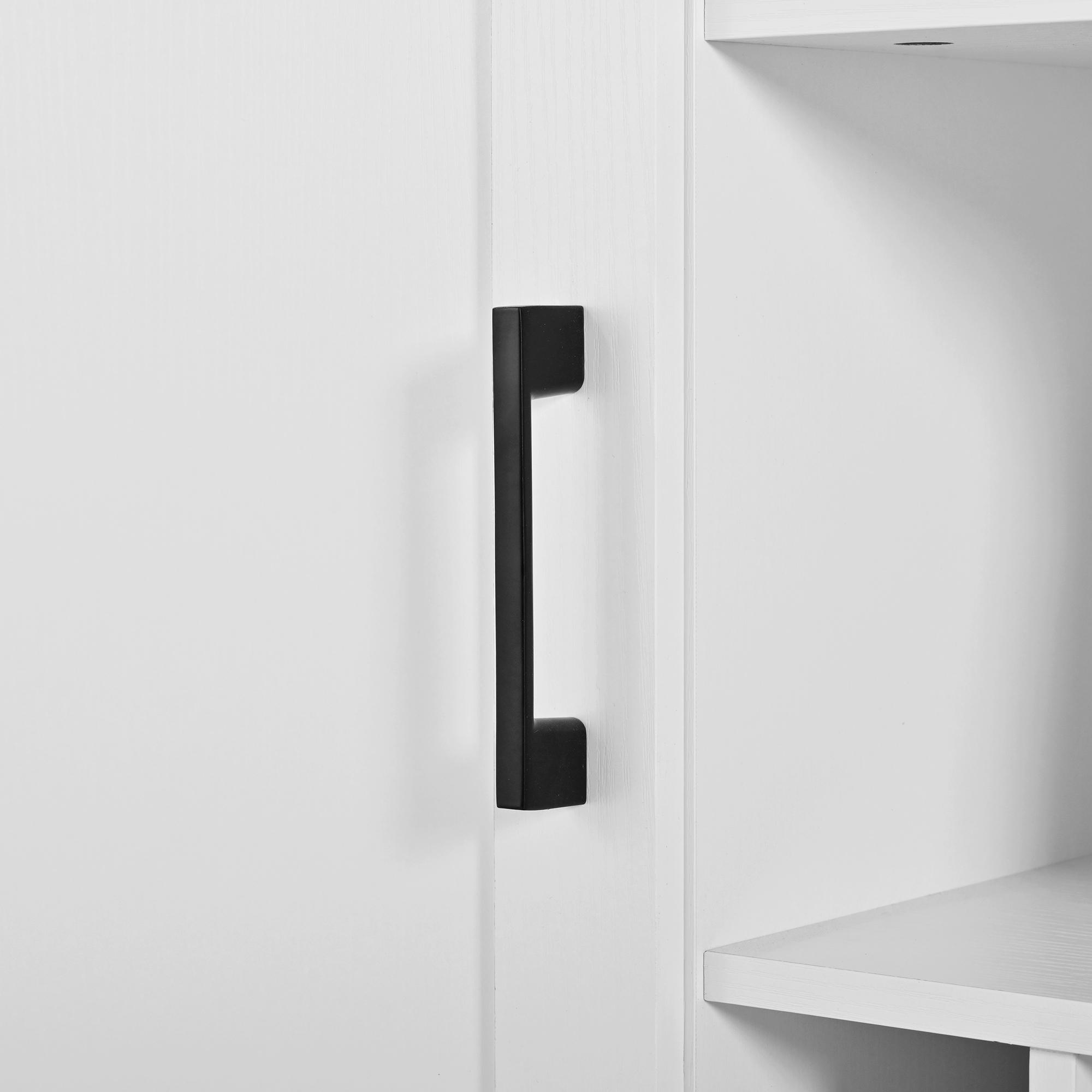 47.2" Multi-functional Extendable Kitchen Island with Drop Leaf, Built-in Power Outlet, Home Coffee Bar Wine Cabinet with Bottle Rack & Glass Holder, 2-Door Buffet Sideboard with Open Side Storage Shelves, Water-resistant Easy Clean MDF, Space Saving