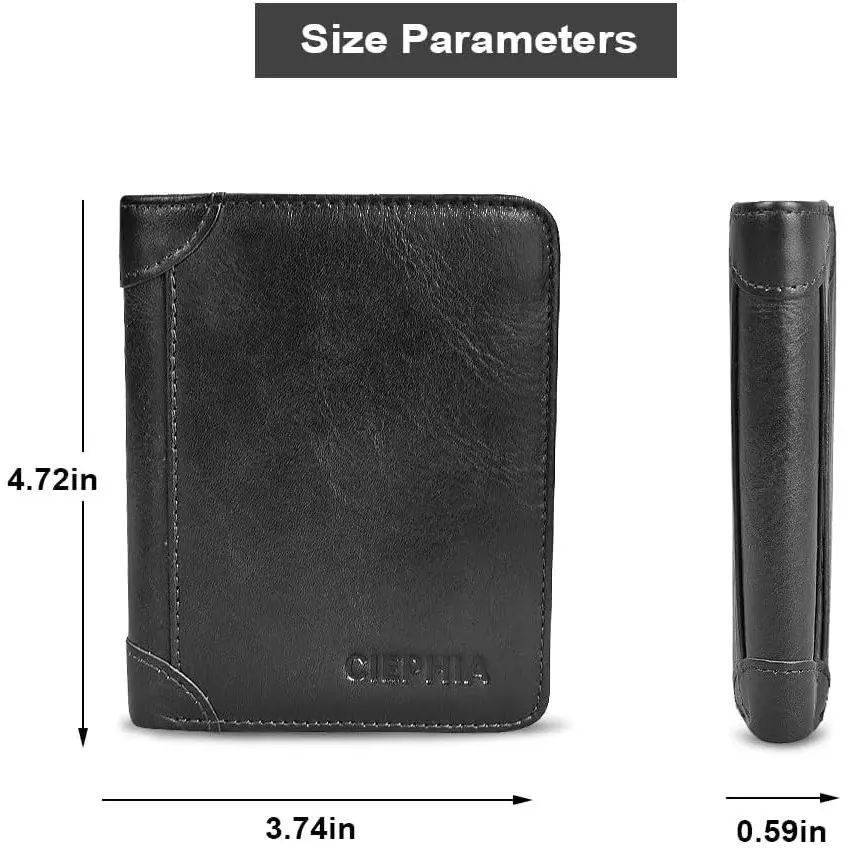 Slim Bifold Wallet, Soft PU Leather Card Holder with Multiple Slots, Minimalist Everyday Wallet for Women Men, Black