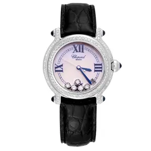 Chopard Happy Sport 278347 Quartz 38mm White Mother-of-Pearl Dial Stainless Steel Aftermarket Diamond Ladies Watch WHT019440