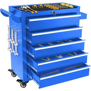 Rolling Tool Chest with 5 Drawers, Metal Tool Box with Wheels, Locking Garage Storage Cabinet Sliding Tool Drawer Cart on Wheels Toolbox Organizer Workbench for Workshop Repair Shop(Assembly Required) tiktokshopspringglowup