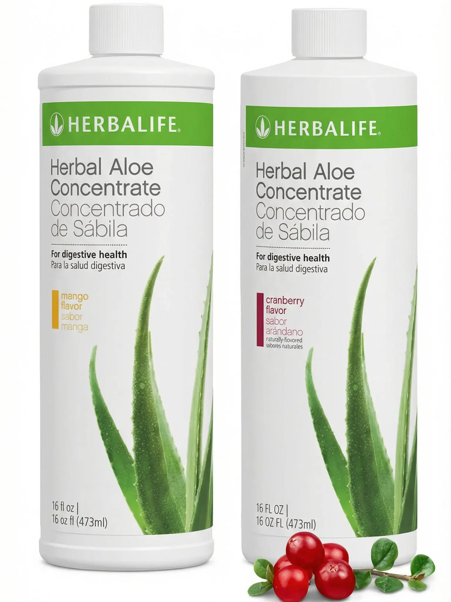 HERBAL ALOE CONCENTRATE- BUNDLE 2 FLAVORS- Cranberry Flavor 16Oz (473 ml)  and Mango Flavor 16oz - HERBALIFE - TikTok Shop