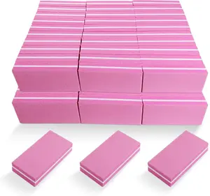 Buffer Block Nail File for Acrylic Nails and Natural Nails, 100/180 Grit Small Nail Buffer Block Bulk Buffing Blocks for Nail Buff Professional Manicure File Blocks Set Pink