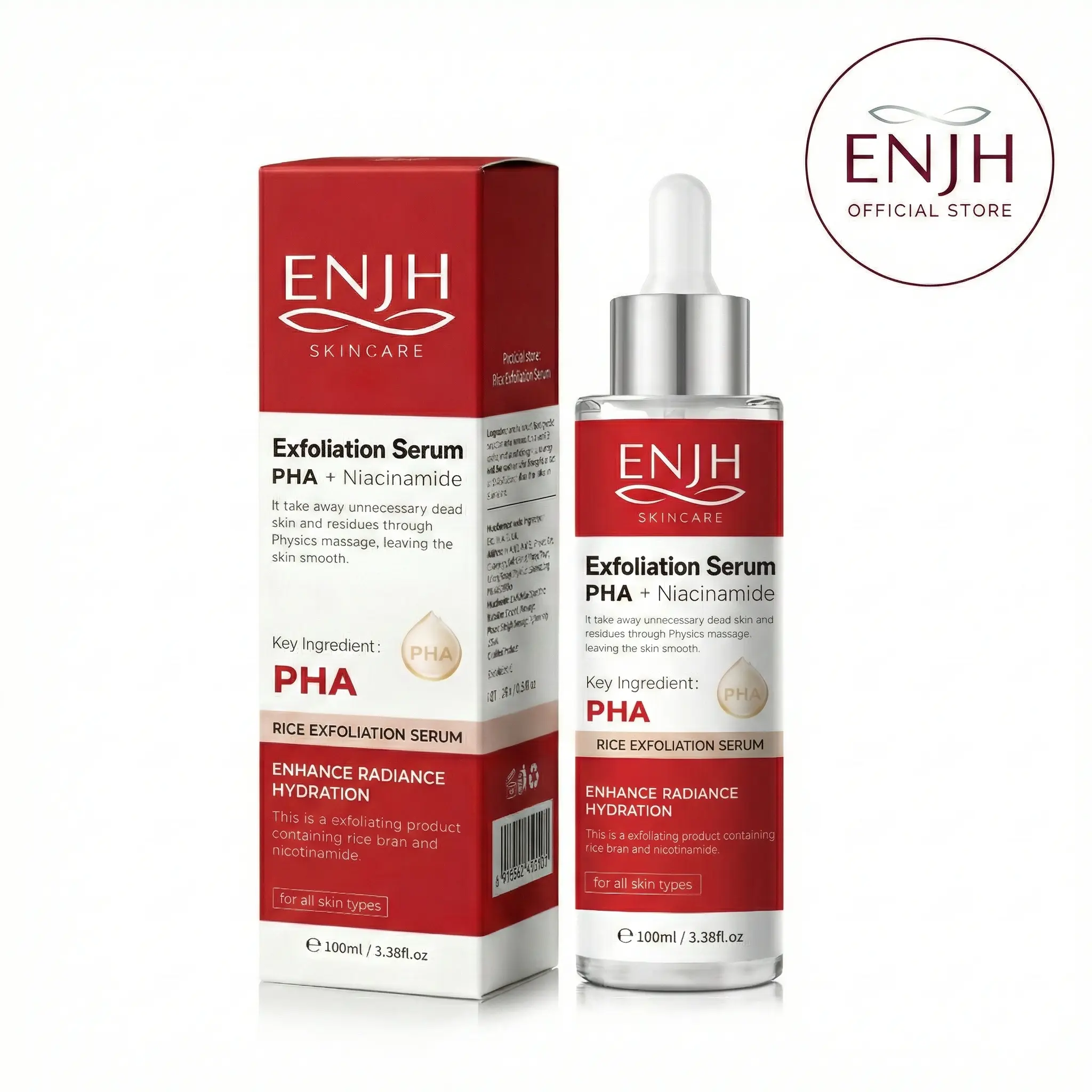 ENJH Rice Exfoliating Serum - gel peel - Gentle Clarifying Face Essence for Radiant Glow Skin, Korean Skincare for Pores & Dead Skin Care, 100ml