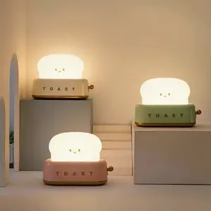 Rechargeable Cute Toaster LED Night Light in Pastel Colors for Cozy Ambiance