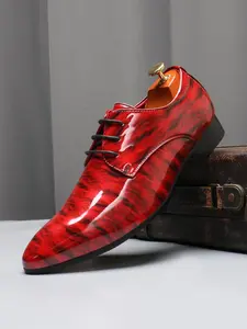 Men's Fashionable Graphic Lace Up Dress Shoes, Business Style Classic Pointed Toe Shoes for Work Office, Formal Shoes for Men