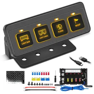Wireless 4 Gang Switch Panel with Toggle Pulse Auxiliary Universal Circuit Control 12V Relay System for Trucks SUV UTV Car Boat RV Marine Led Lights Lighting