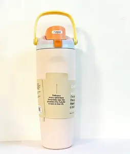 Owala 30oz Insulated Travel Tumbler with Handle Leak-Proof Straw Lid Pastel Color Triple-Walled Vacuum Insulation Reusable Water Bottle for Gym On-the-Go Drinkware Flasks Bottled Portable Stylish Mug