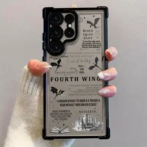 Fashionable New Fourth Wings Phone Case Compatible with for Samsung Galaxy S25 S24 S23 S22, Shockproof Transparent Soft Back Cover
