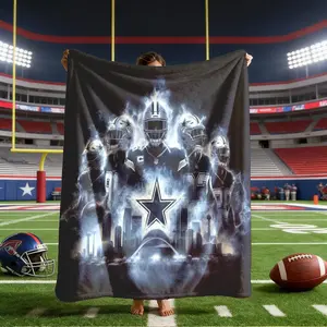 Cowboys Player City Theme Flannel Blanket, Large Size, Soft Lightweight Warm, Perfect for Bed Sofa Office Camping Travel