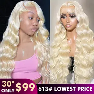 613 13x6 Lace Front Wig Human Hair 180 Density 613 Lace Front Wig Human Hair 30 Inch Body Wave Blonde Wig Human Hair（30 Inch）