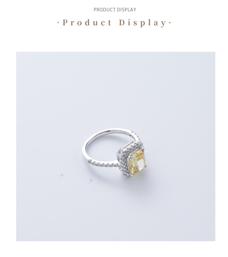 [Venus Jewelry] Lab Created Gemstone Silver 925 Rectangular chamfered personality simple ring