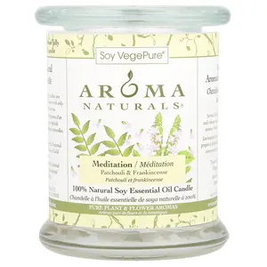 Aroma Naturals Soy VegePure®, Medium Glass Soy Pillar Candle, Patchouli & Frankincense, 8.8 oz (260 g)