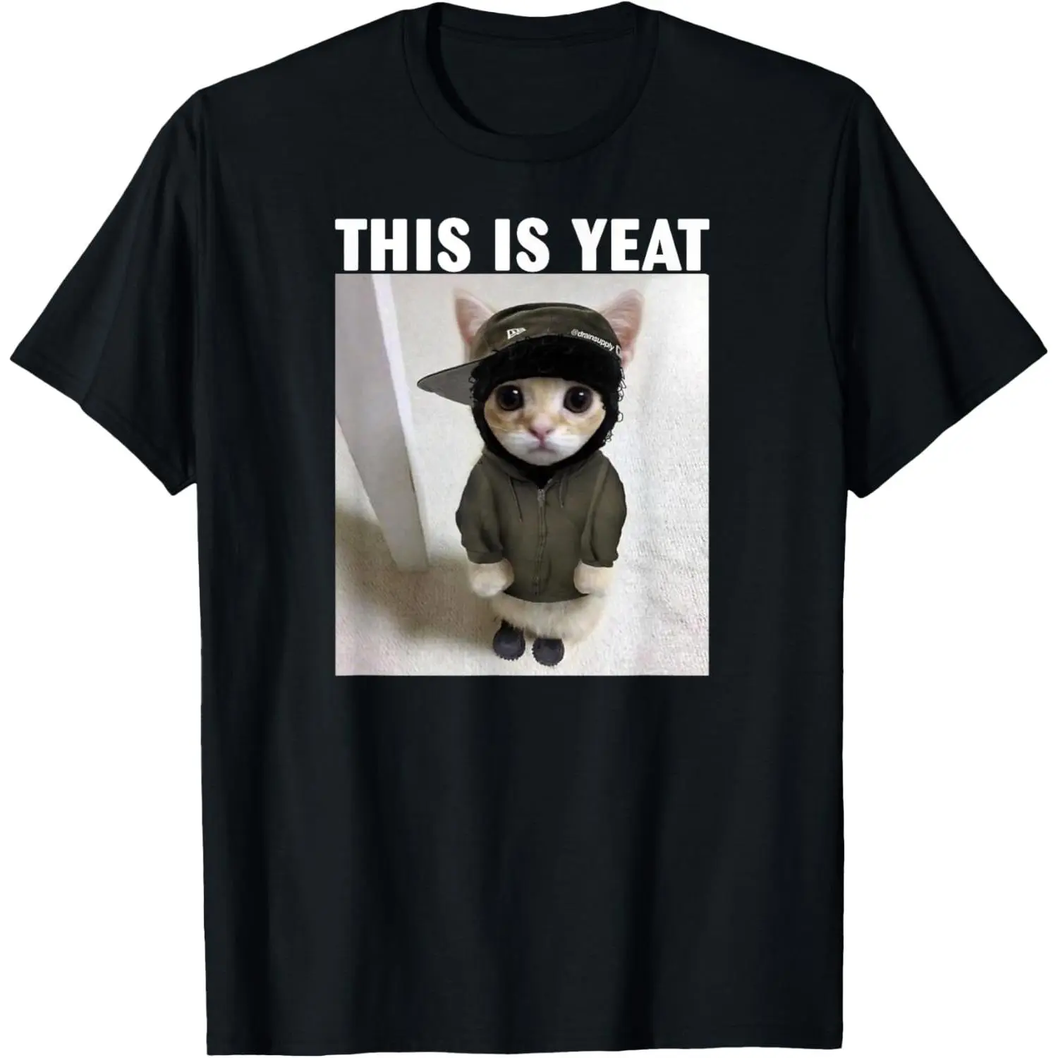 Women's Short-Sleeve Round Neck Cat Yeat Meme T-Shirt, Casual Simple Women's Tops Clothes, Shortsleeve