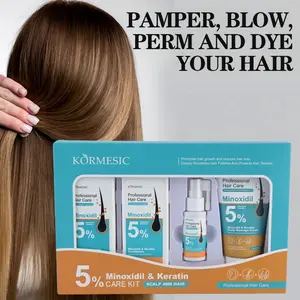 KORMESIC 5% Minoxidil Hair Care Set 4PCS, Hair Growth Serum, Shampoo, Conditioner, Hair Mask, Activate Hair Follicles, Thicker Hair, Strengthens hair, Repair Damaged Hair, Improve Hairline, Nourish Scalp, Hair Regrowth Treatment for Men & Women