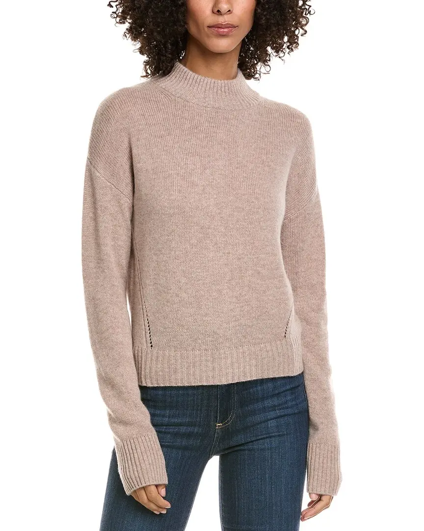 InCashmere Crop Mock Wool & Cashmere-Blend Sweater