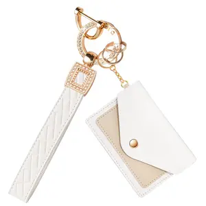 Cute keychain Wristlet with Small Card Holder Women Men，Car Key Chain Wrist Lanyard Strap