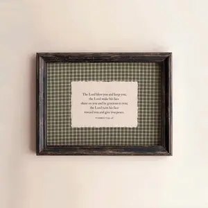 Vintage Green Gingham The Blessing Unframed Poster - Numbers 6:24-26 Rustic Christian Decor - Retro Plaid Bible Verse Art Print - Cottagecore Faith Art
