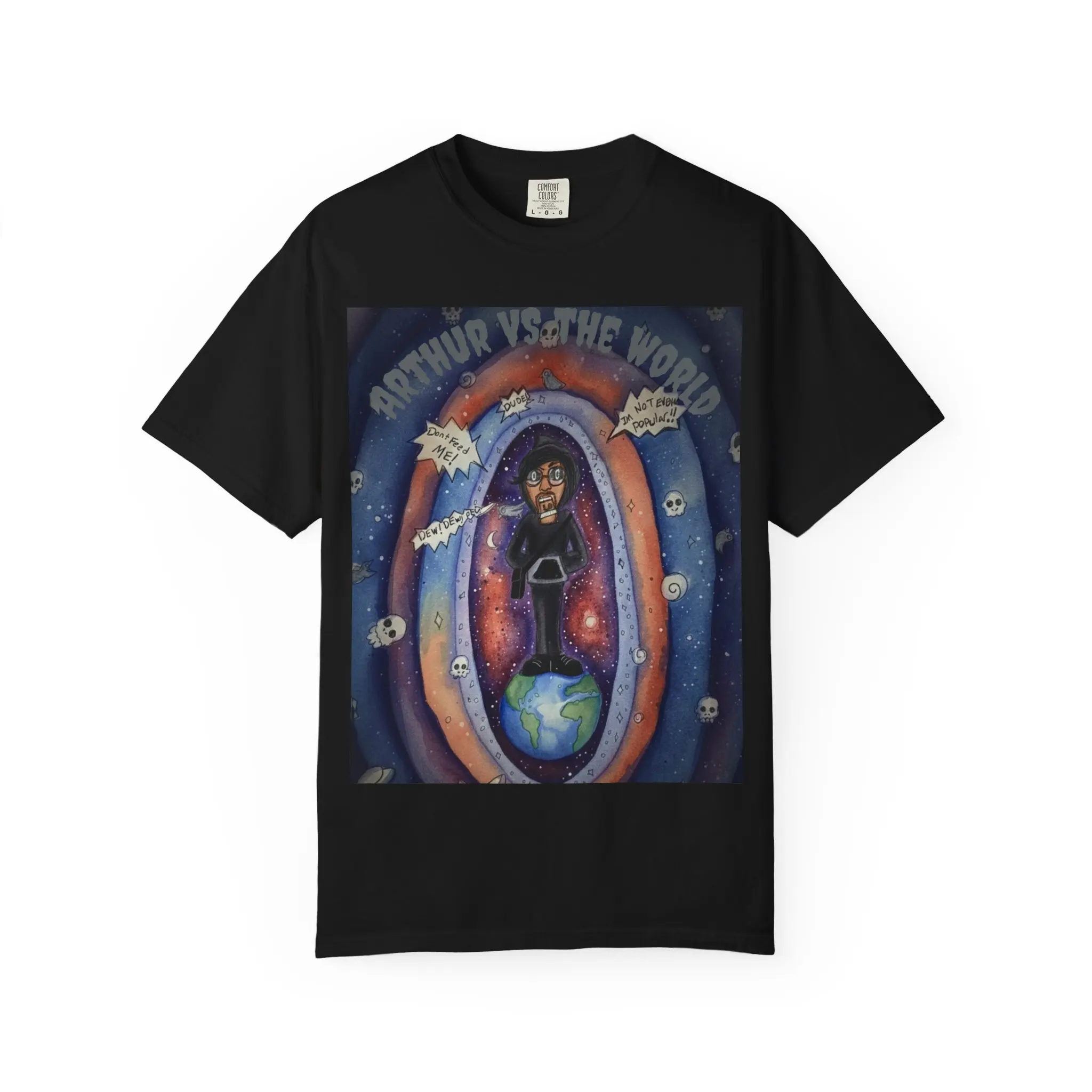 Arthur vs the World T-shirt | Cosmic Illustration, Earth Orbit Design