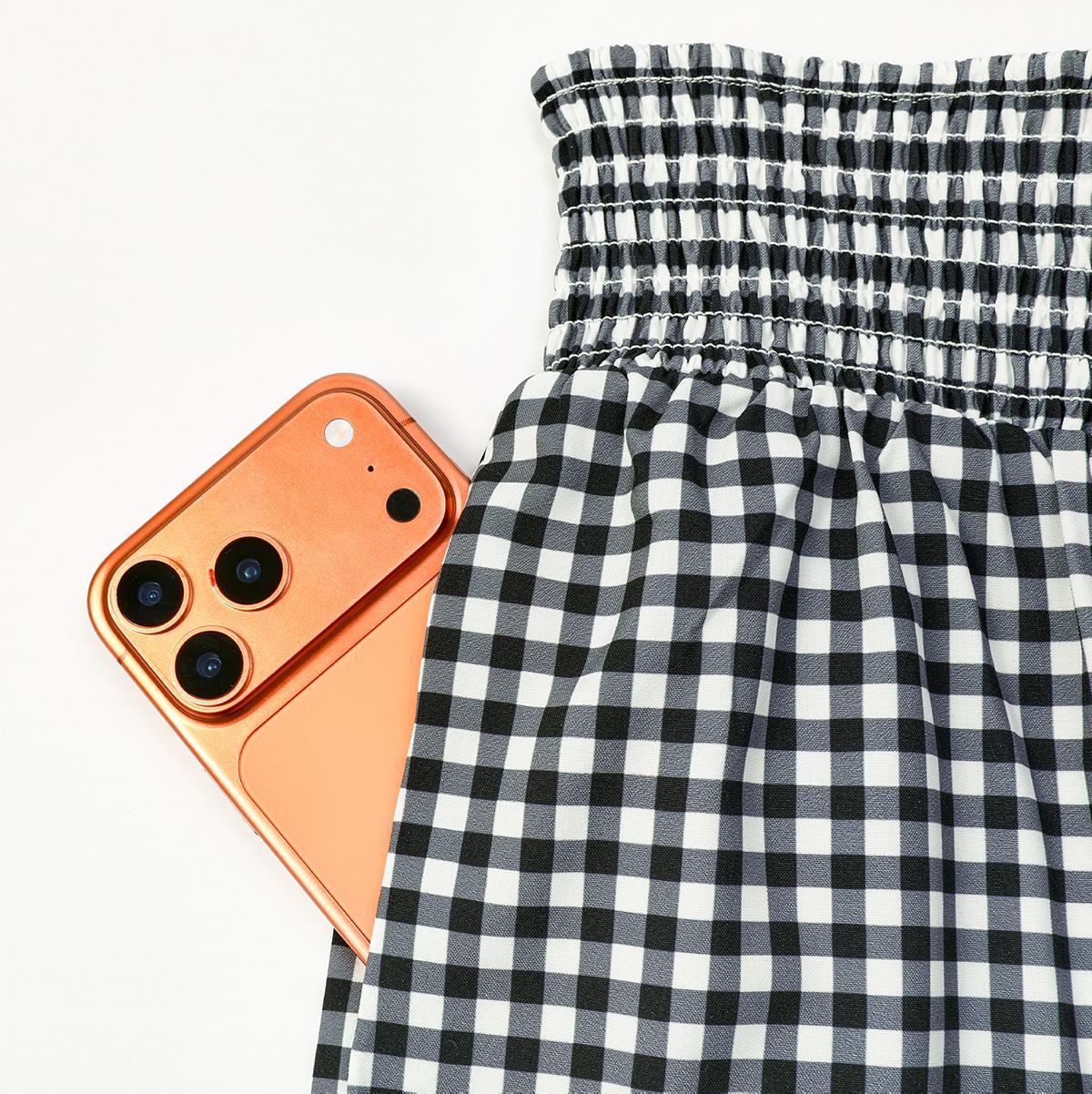 Imily Bela Women's Striped Gingham Wide Leg Pants High Waisted Smocked Casual Flowy Trousers with Pockets