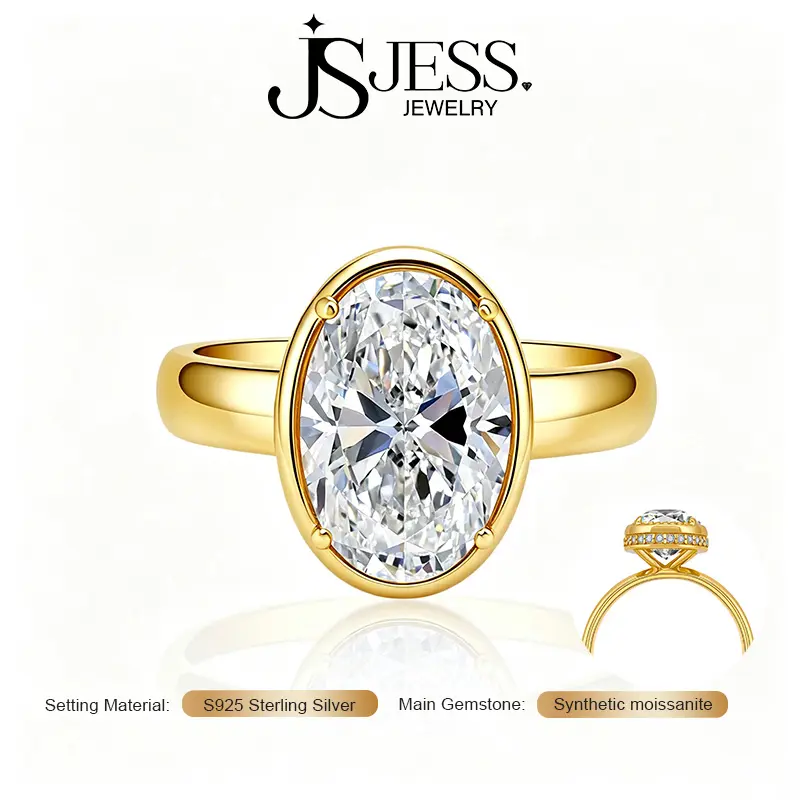 【Seraphina】4.5CT Oval Moissanite Ring 8*12mm |  S925 Silver / Platinum / 18K Gold Plated Engagement Ring