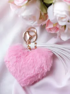 Heart Shaped Pom Pom Keychain