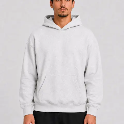 Unisex Pullover Gray Hoodie, Heavyweight Soft Brushed Fleece Long Sleeve Casual Streetwear Loungewear Basic Top