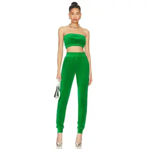 superdown Penelope Velour Pant Set in Green