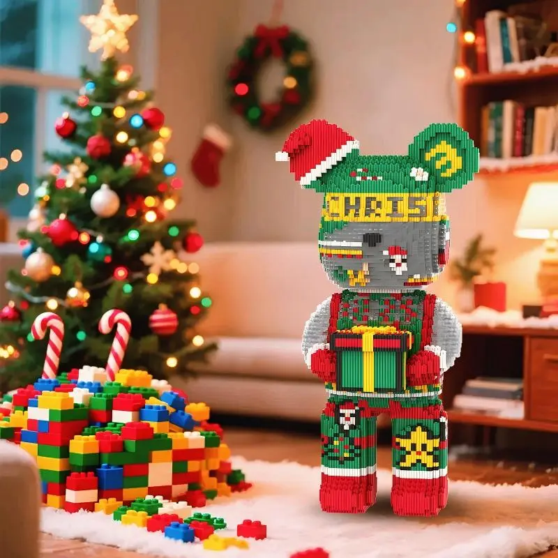 Christmas Bear Building Block Set, 6150 Pieces, 43cm High, Creative DIY Toy for Boys & Girls, Home Decor Decoration