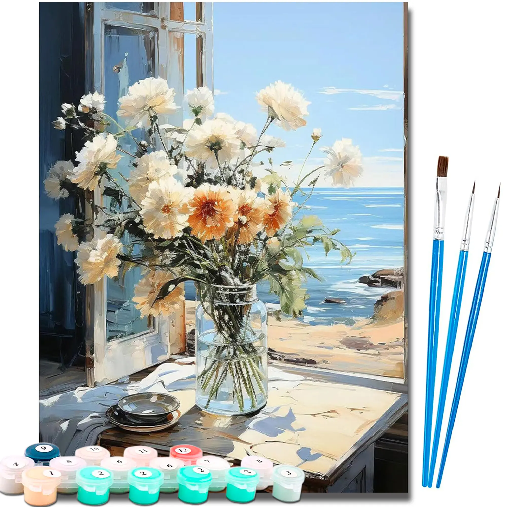 Paint by Number Kits for Adults Beginners, Easy Acrylic Simple Paint by Number Kits, DlY Watercolor Paint by Numbers Kits on Canvas Without Frame for Home Wall Decor Home Decoration 16x20inch