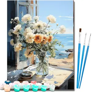 Paint by Number Kits for Adults Beginners, Easy Acrylic Simple Paint by Number Kits, DlY Watercolor Paint by Numbers Kits on Canvas Without Frame for Home Wall Decor Home Decoration 16x20inch