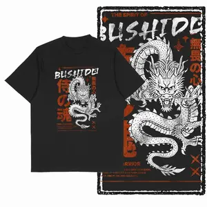 Men's Dragon Graphic Printed T-shirt BLACK Big Size Cotton Streetwear Tshirt For Men Vintage t-shirt Cool Tee Shirt