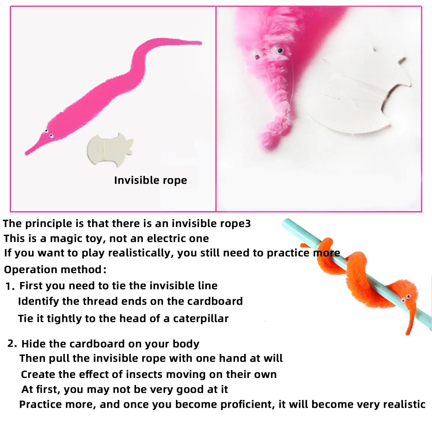 12PCS Interactive Magic Worm Cat Toy Set, Colorful Wiggly Caterpillar Toys for Cats, Funny Teaser Toy for Indoor Play & Pet Training, Random Color Pet Toys for Cats & Small Pets