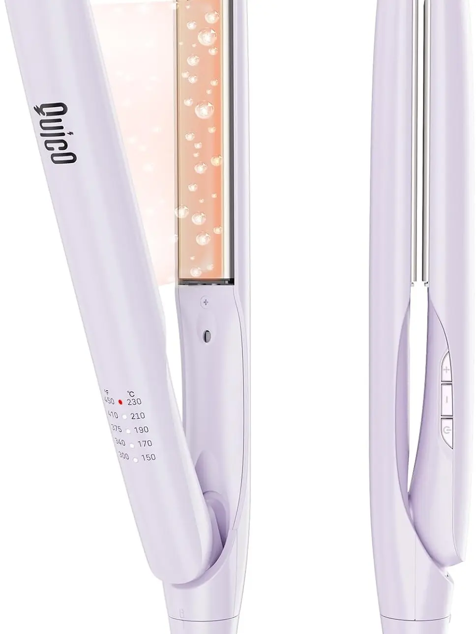 Quico Hair Straightener, 100-240V Dual Voltage Hair Straightener and Curler | Upgrade Straighteners for Women 15s Heat up, Professional Negative Ion Ceramic Flat Iron Less Frizz, 5 Temp & Auto-Off, Lilac